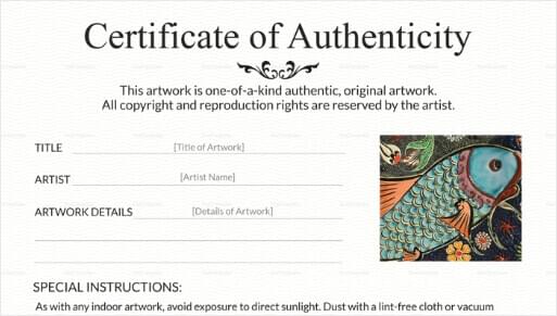 Certificate of authenticity